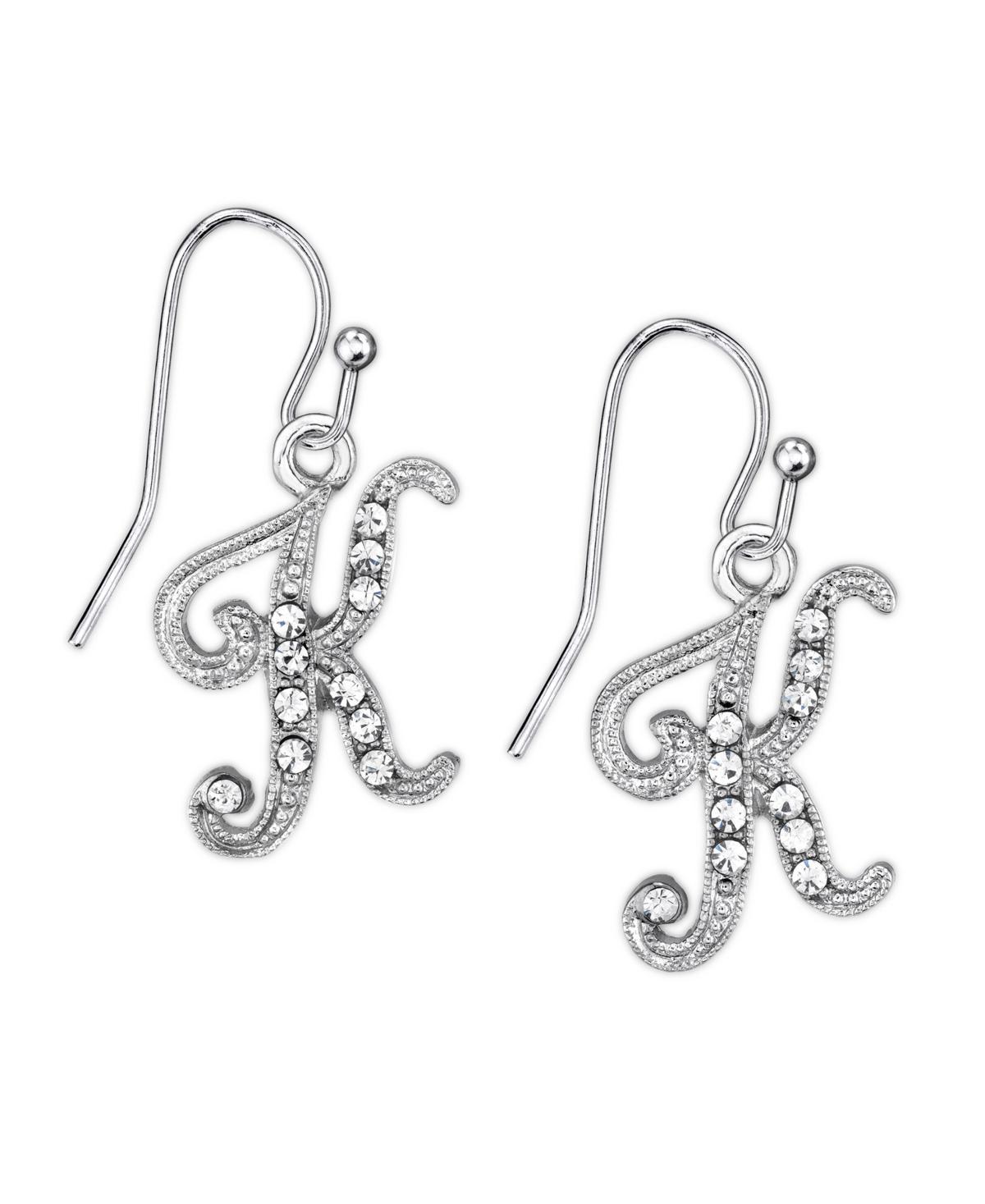 2028 Silver Tone Crystal Initial Wire Earring Product Image