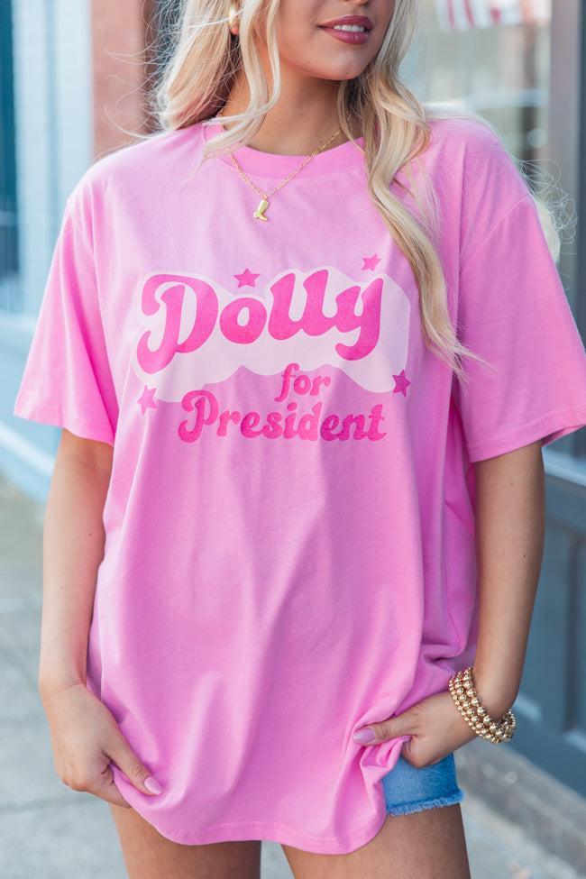 Dolly For President Hot Pink Oversized Graphic Tee Product Image