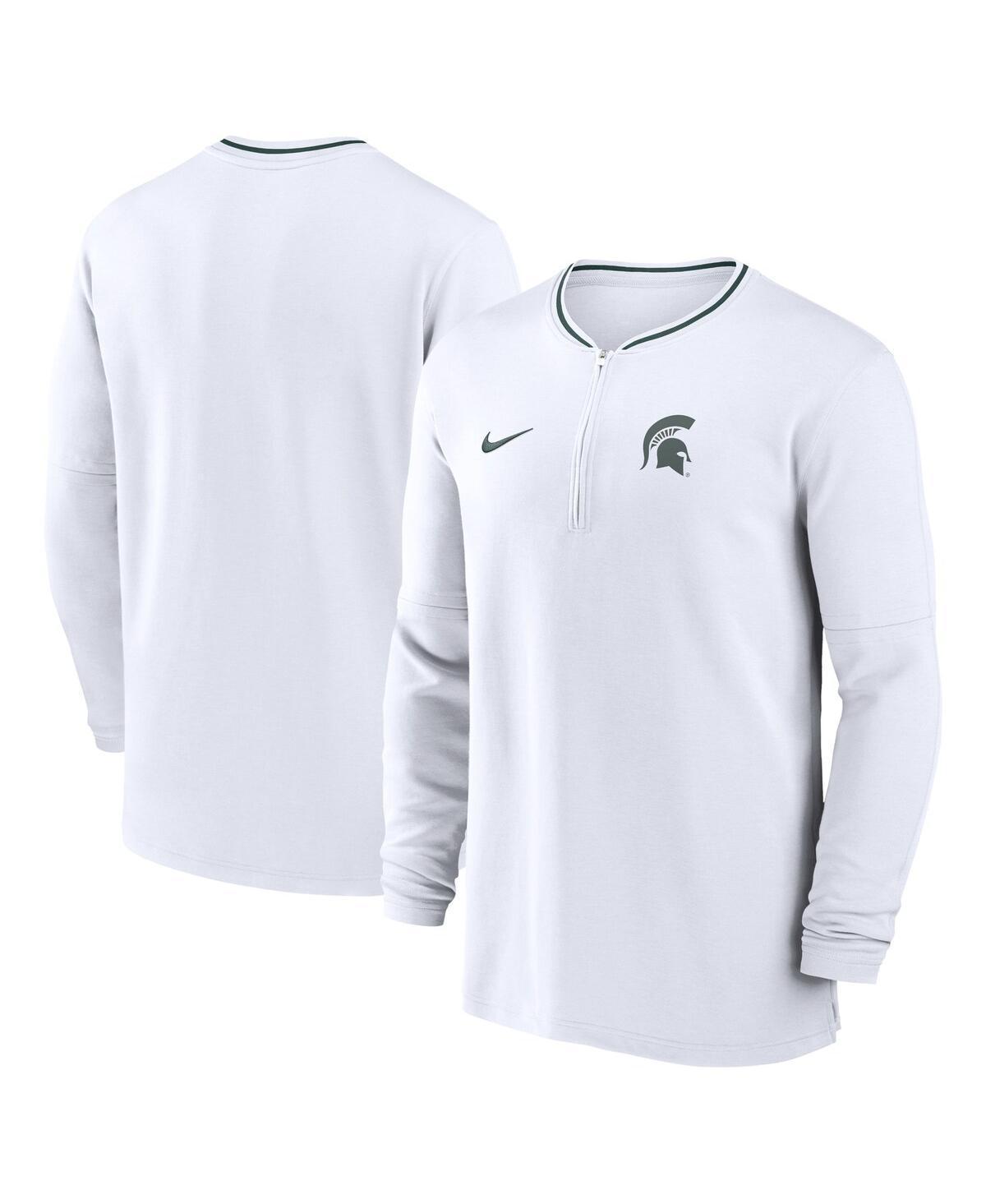 Nike Mens White West Virginia Mountaineers 2024 Sideline Coach Performance Half-Zip Long Sleeve Top - White Product Image