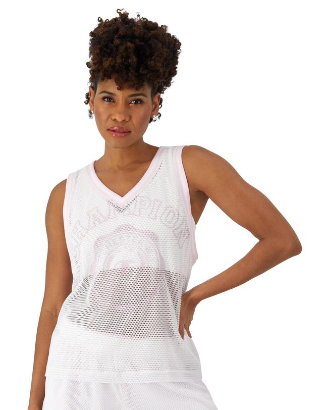 Womens Champion Mesh Courtside Tank, Rochester NY Graphic, Pink White 2XL Product Image