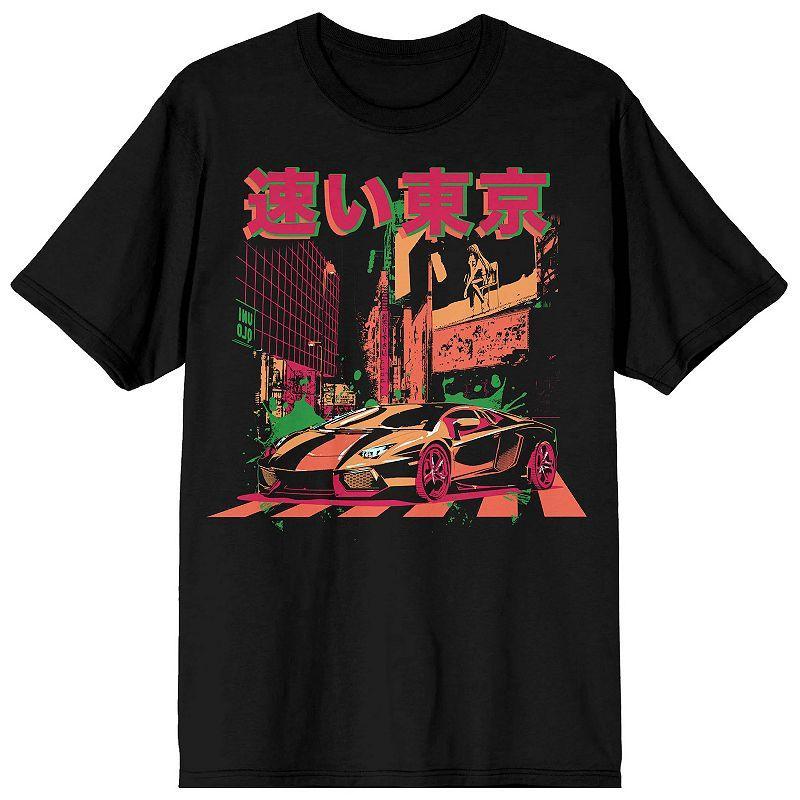 Mens Sleek Rebel Tokyo Fast Graphic Tee Black Product Image