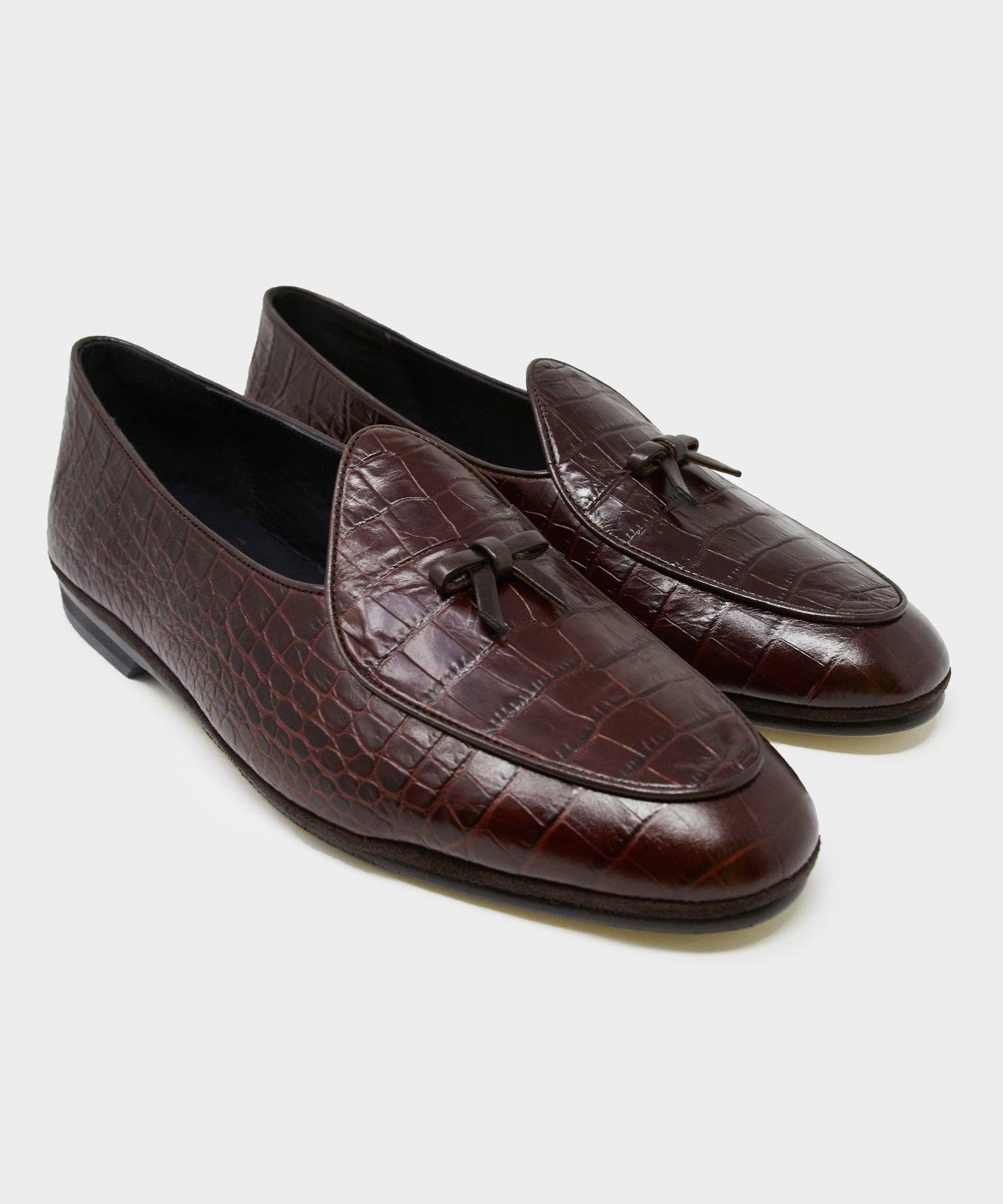 Todd Snyder x Rubinacci Belgian Loafer in Burgundy Croc Product Image