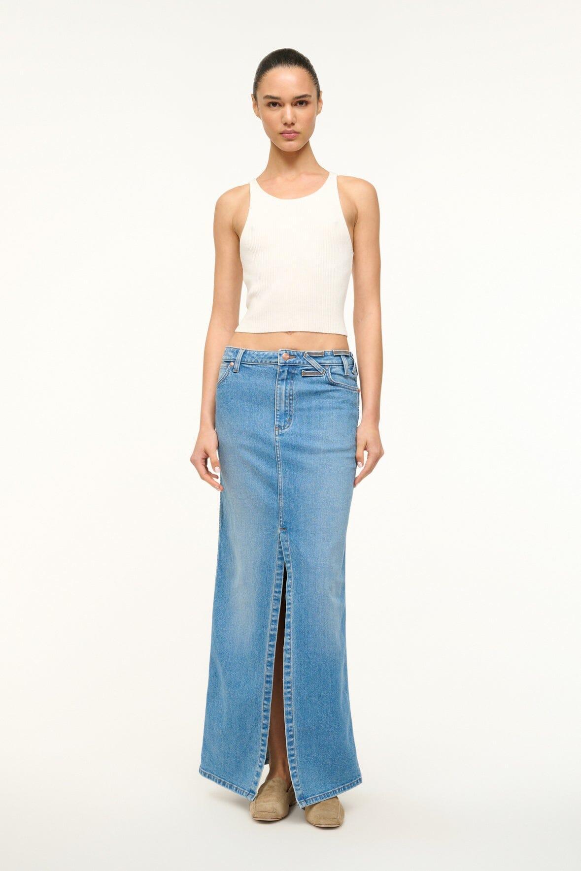 STAUD + WRANGLER THE MAXI SKIRT | MID BLUE Product Image