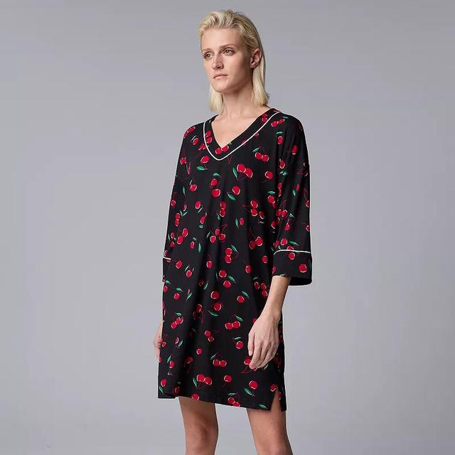 Womens Simply Vera Vera Wang 3/4-Sleeve Cozy Jersey Pajama Sleepshirt Product Image