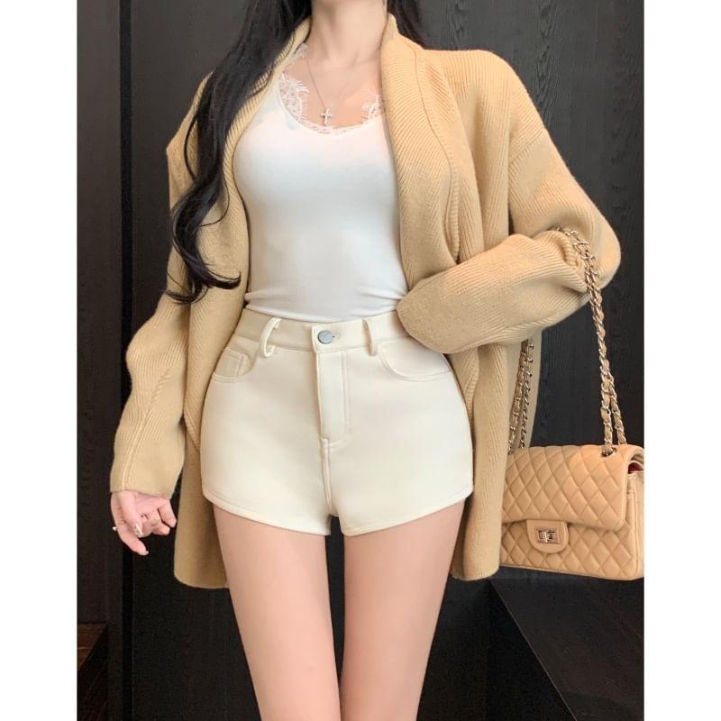 High Waist Plain Shorts Product Image