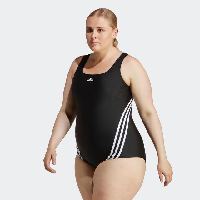 adidas 3-Stripes Swim Suit (Plus Size) Black 3X Womens Product Image