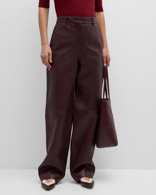 High-Rise Leather Straight-Leg Pants Product Image