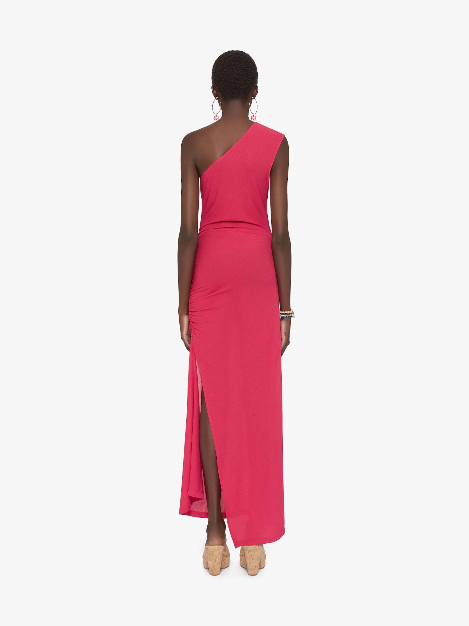 Asymmetric draped dress in crepe jersey Product Image