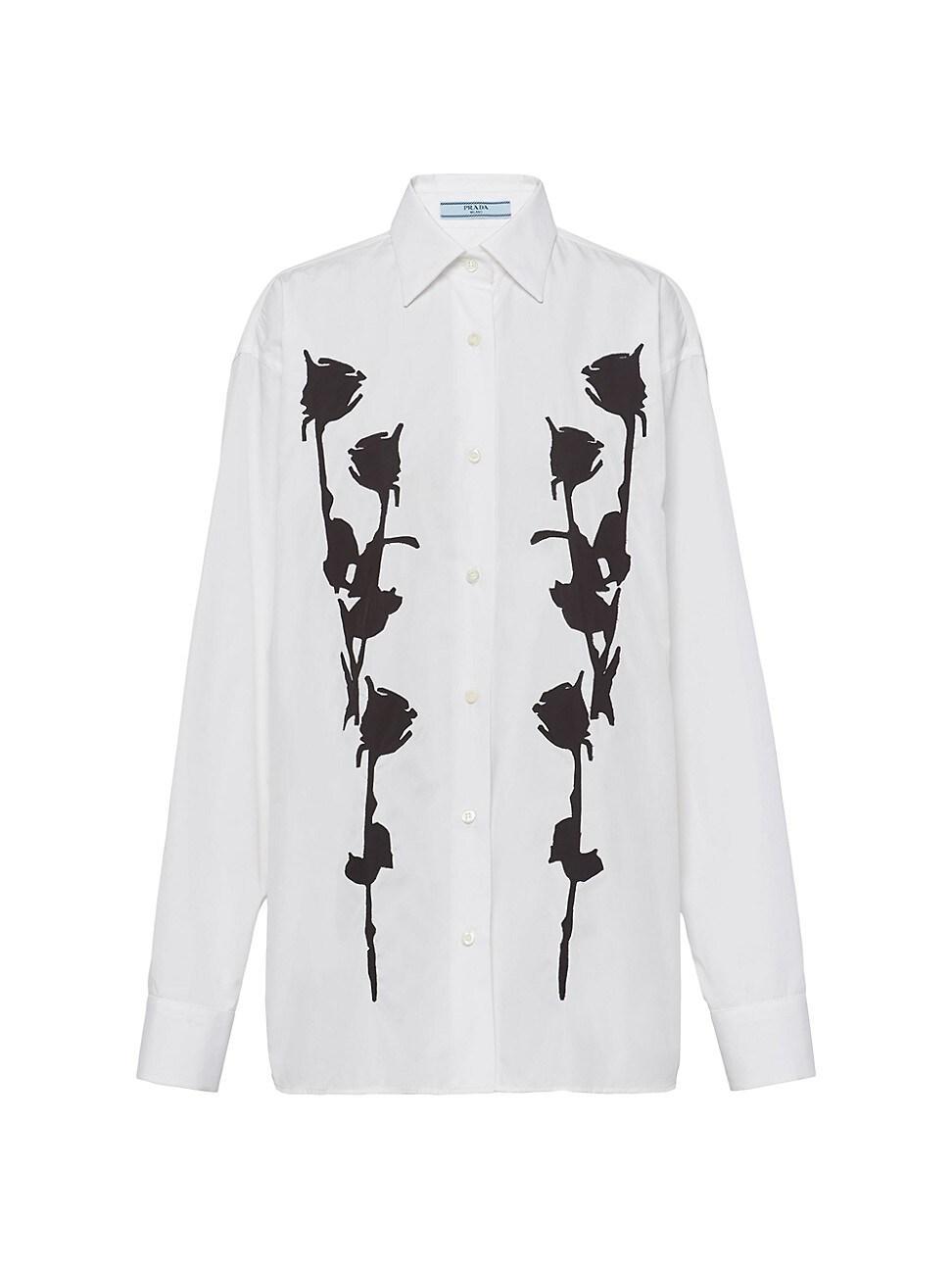 Womens Embroidered Poplin Shirt Product Image