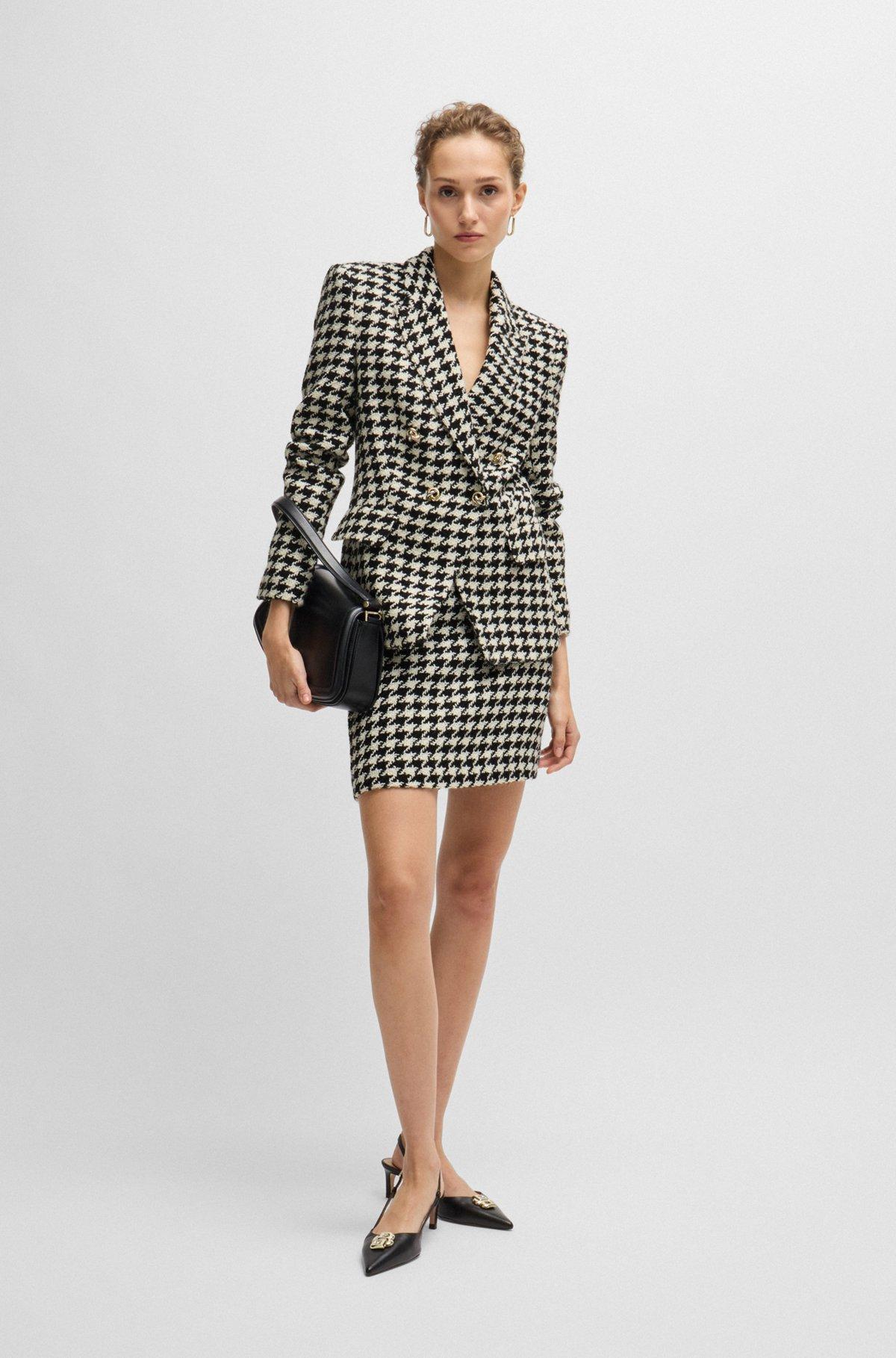 Slim-fit jacket in houndstooth fabric with metallic trims Product Image