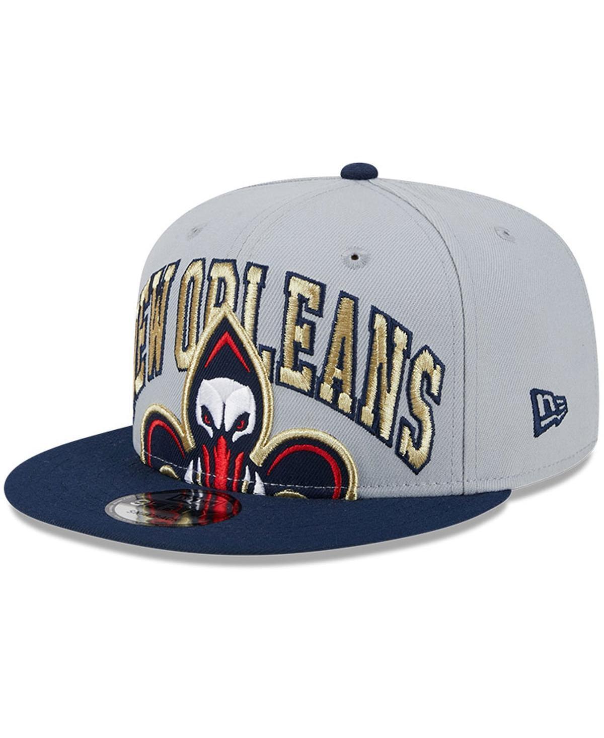 Mens New Era Gray/Navy New Orleans Pelicans Tip-Off Two-Tone 9FIFTY Snapback Hat, Grey Product Image