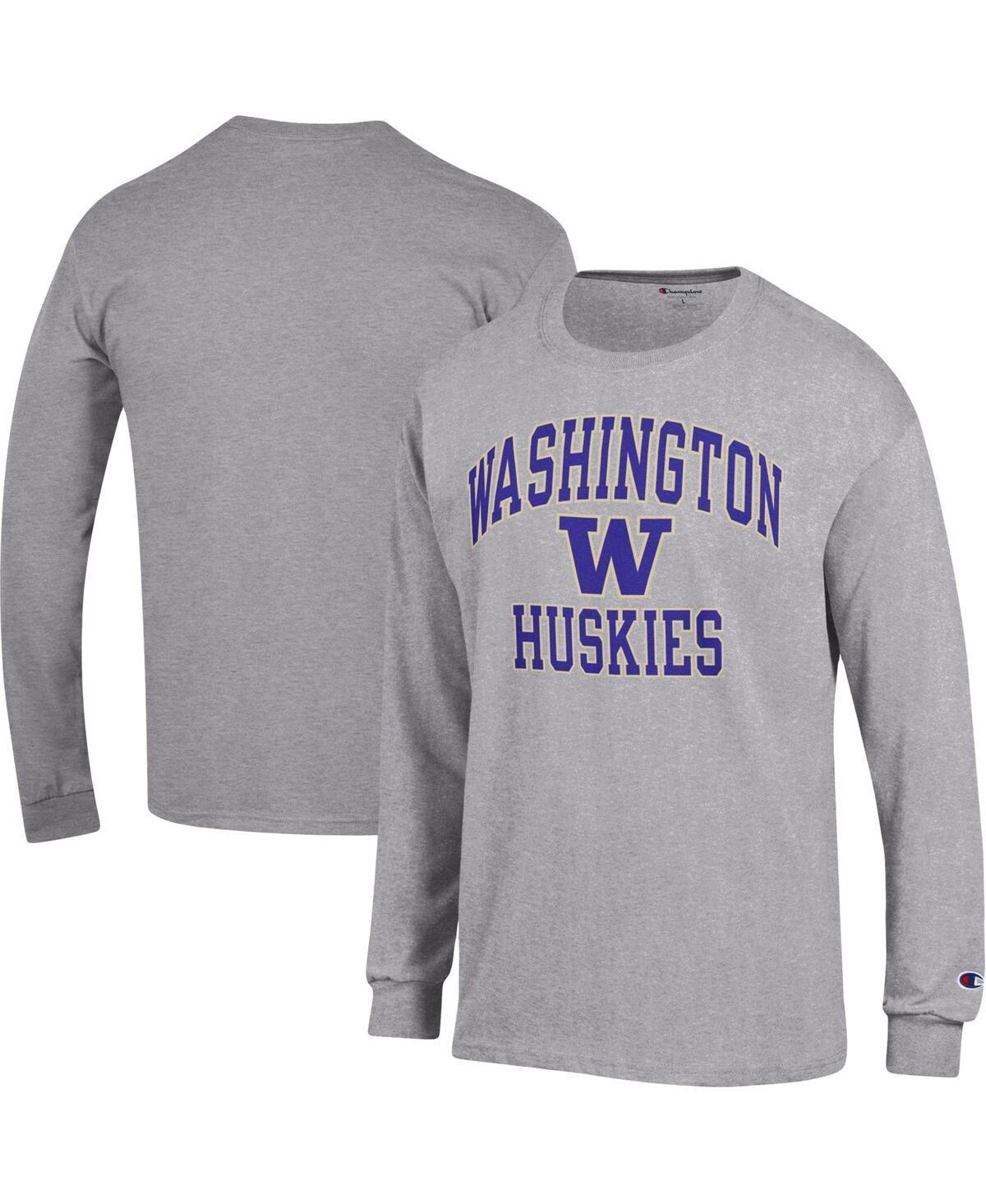 Mens Champion Heather Gray Washington Huskies High Motor Long Sleeve T-shirt Product Image