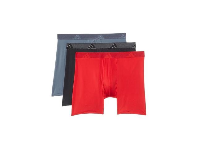 Mens adidas 3-pack Microfiber Boxer Briefs Better Red Black Product Image