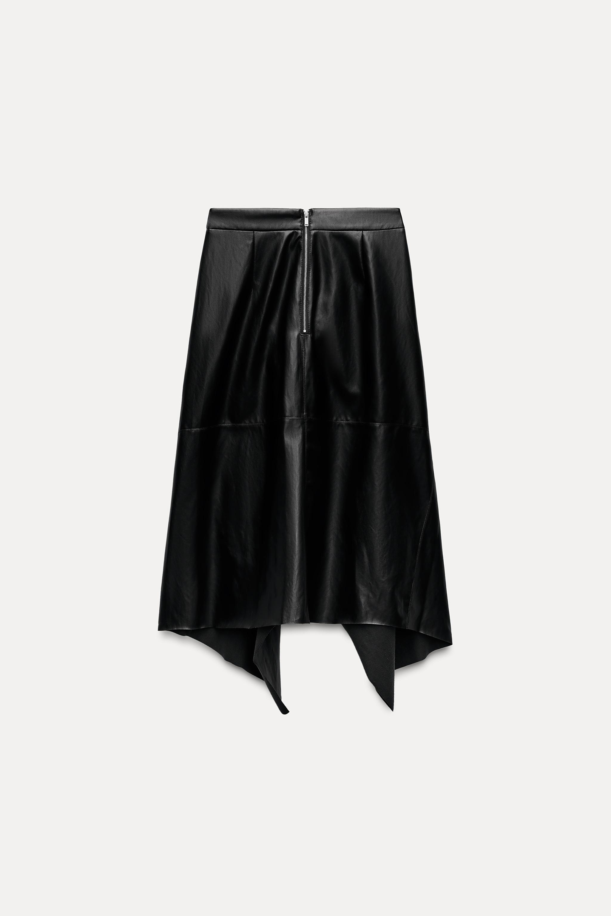 FAUX LEATHER ASYMMETRIC MIDI SKIRT ZW COLLECTION Product Image