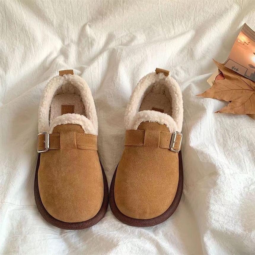 Buckled Fleece-Lined Faux Suede Slip Ons Product Image