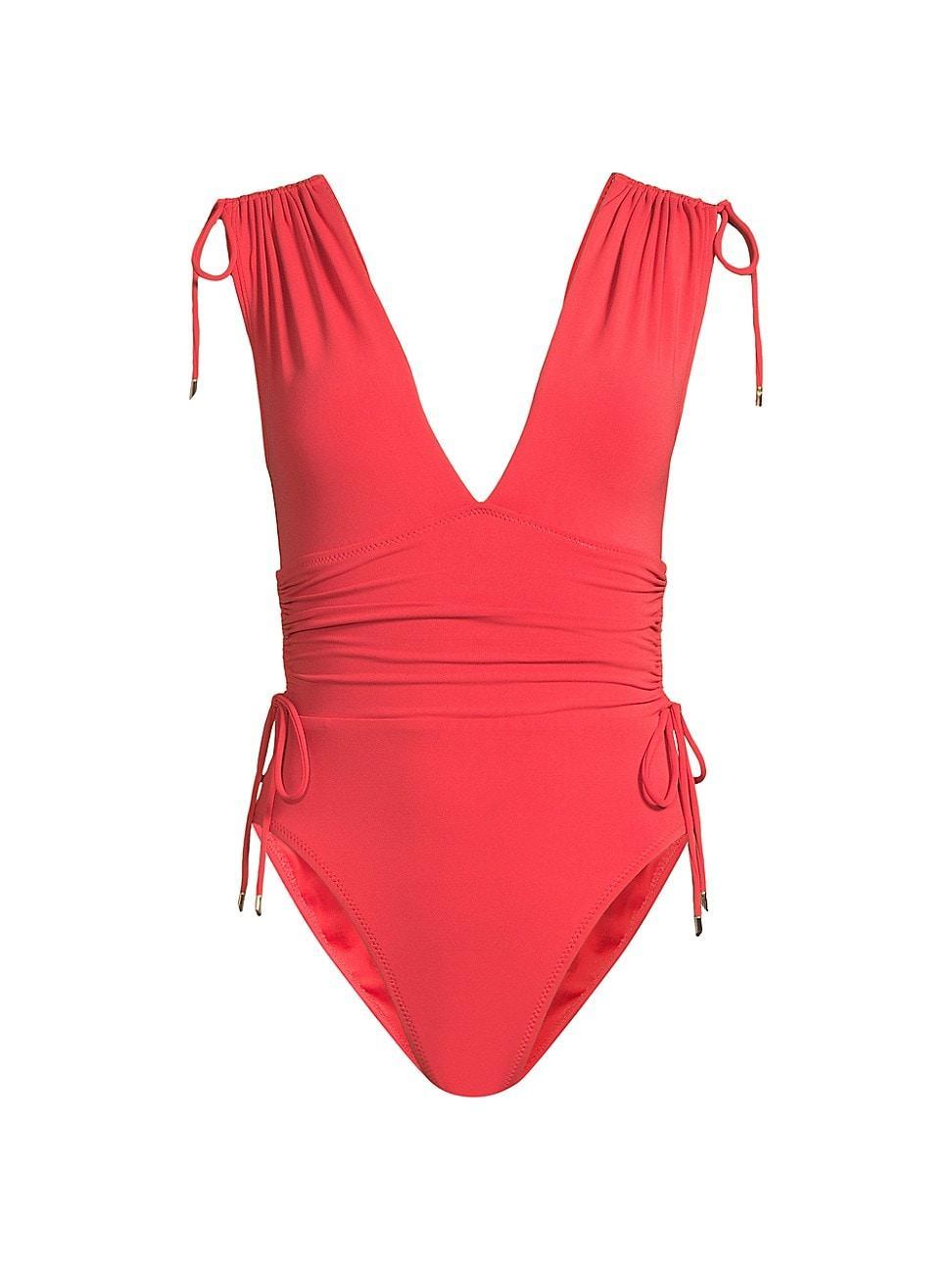 Womens Aubrey Plunging V-Neck One-Piece Swimsuit Product Image