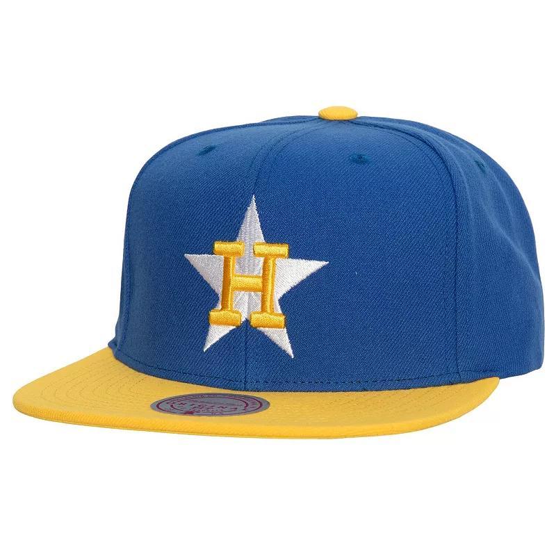 Mens Mitchell & Ness Royal/Gold Houston Astros Hometown Snapback Hat Product Image