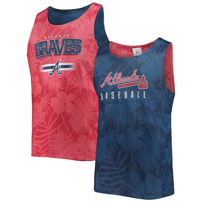 Mens FOCO Navy Atlanta Braves Floral Reversible Mesh Tank Top Blue Product Image