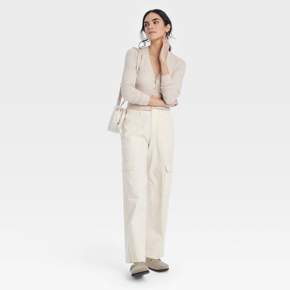 Women's Mid-Rise Utility Cargo Pants - Universal Thread™ Cream 2 Product Image