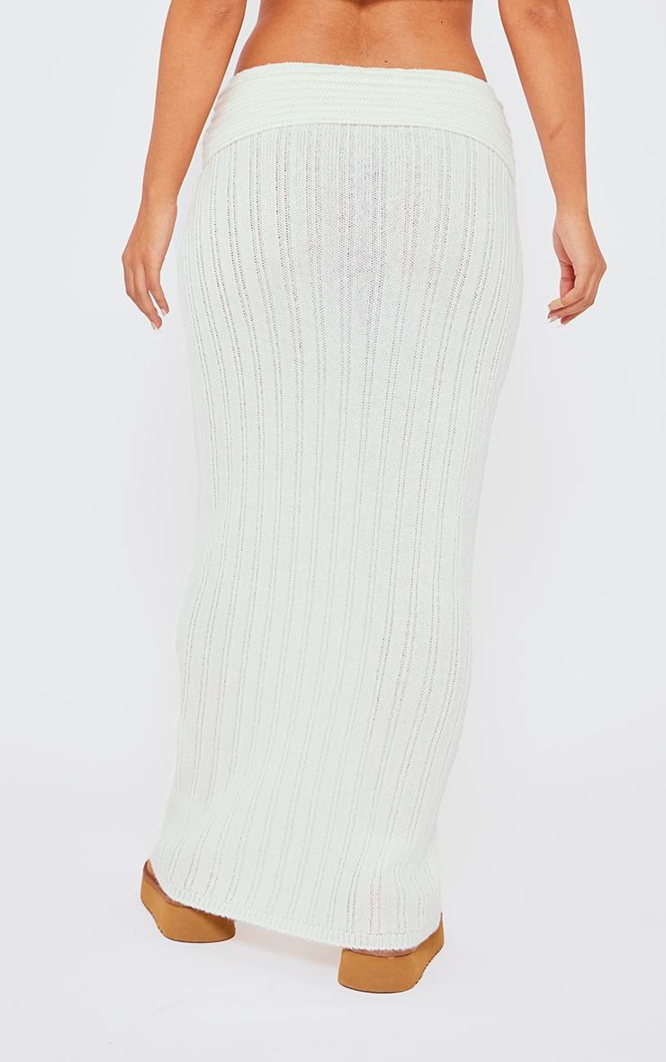 Petite Cream Low Waist Knitted Maxi Skirt Product Image