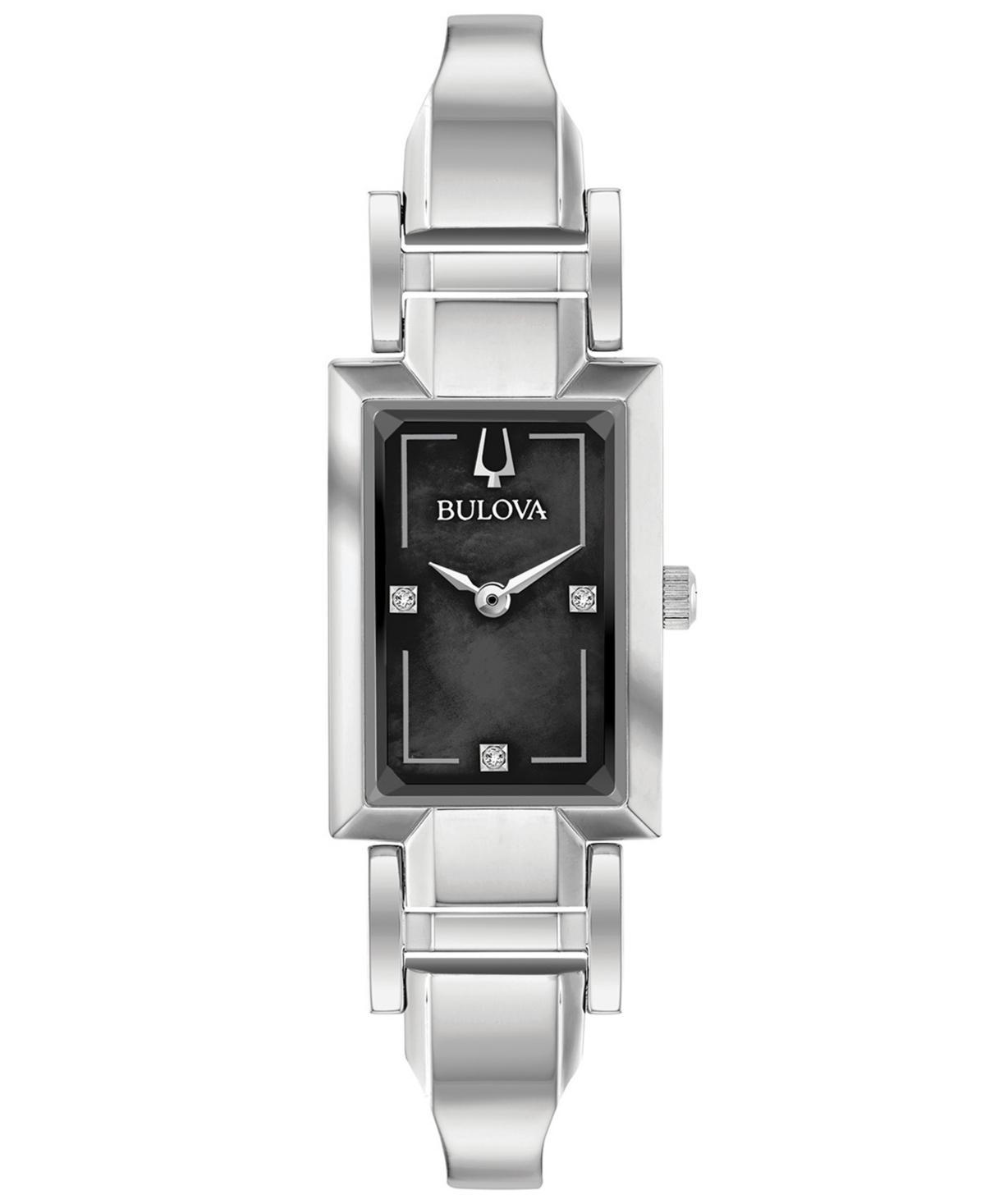 Bulova Womens Diamond-Accent Stainless Steel Bangle Bracelet Watch 18x33mm Product Image