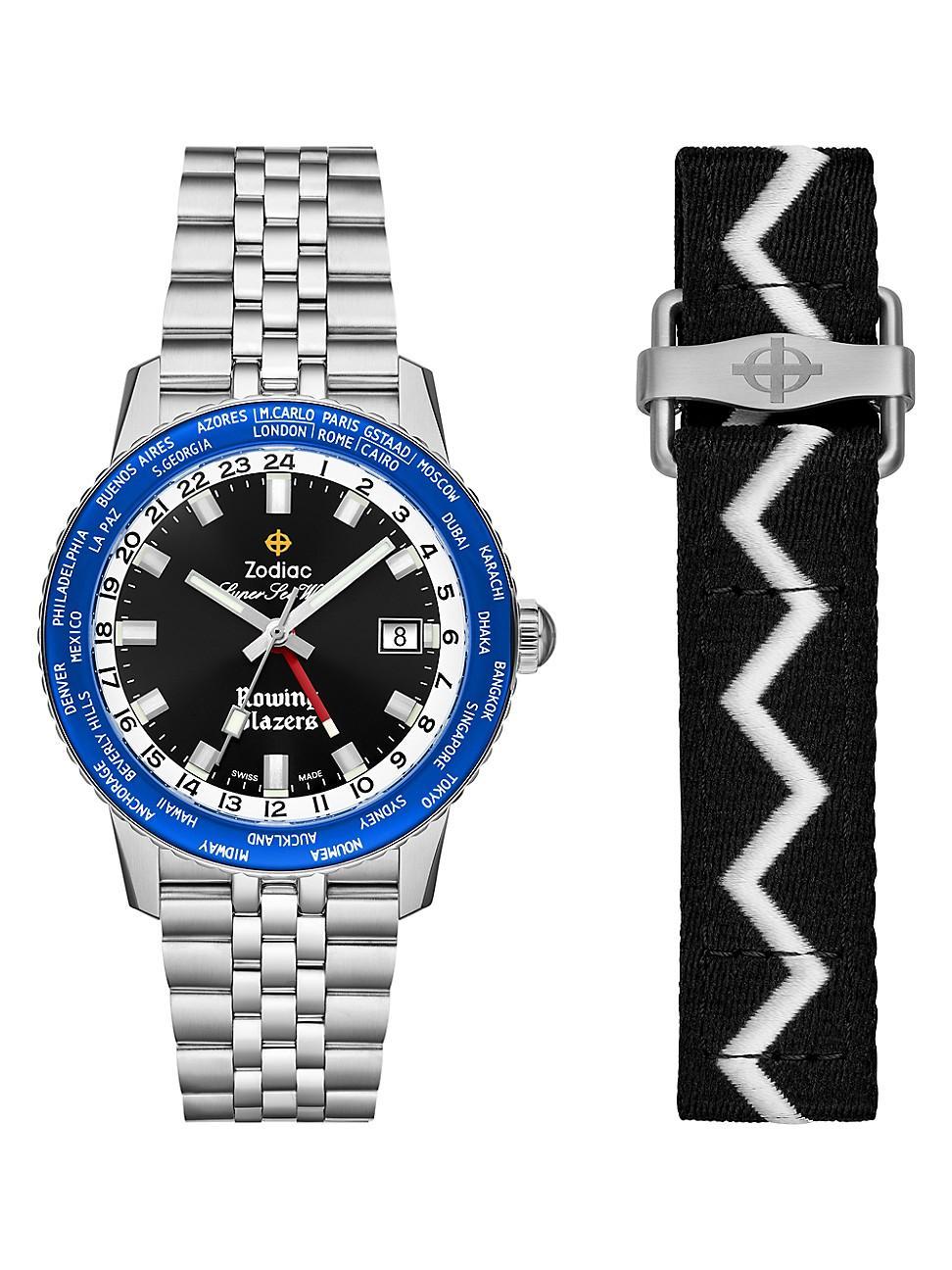 Mens Zodiac x Rowing Blazers Super Sea Wolf GMT World Time Stainless Steel Bracelet Watch/40MM Product Image