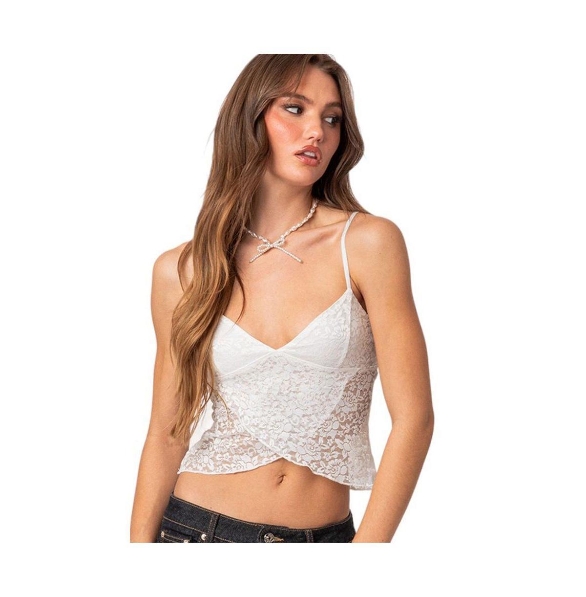 EDIKTED Ruby Sheer Lace Crop Camisole Product Image