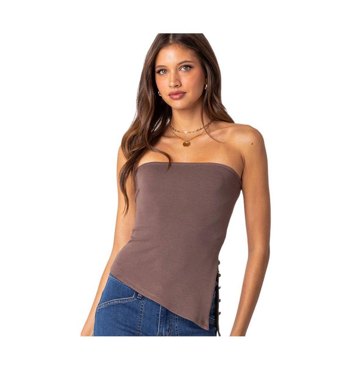 EDIKTED Silvia Asymmetric Strapless Top Product Image