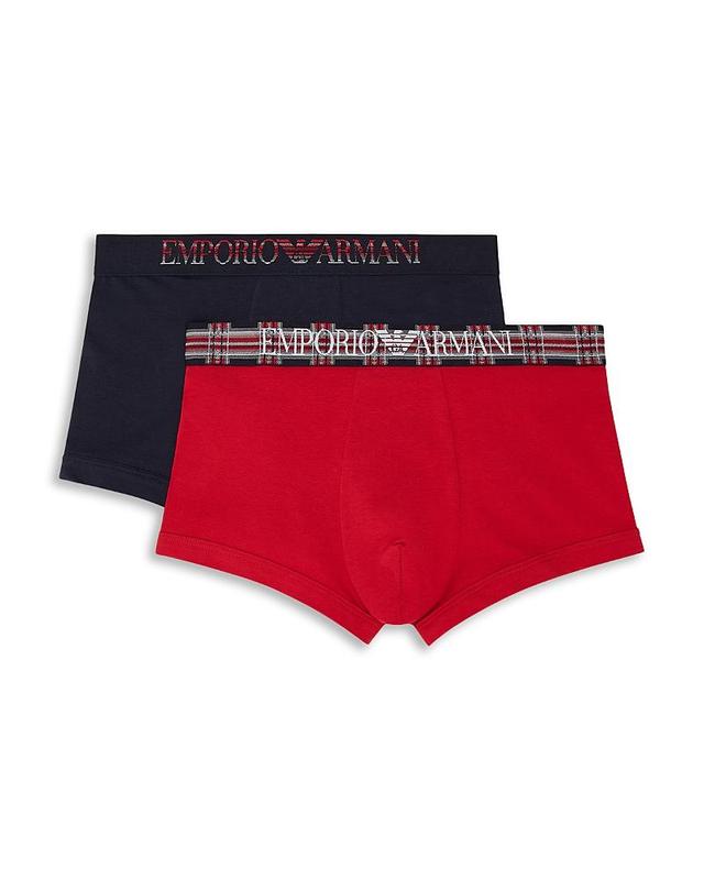 Armani Cotton Blend Logo Waistband Regular Fit Trunks, Pack of 2 Product Image