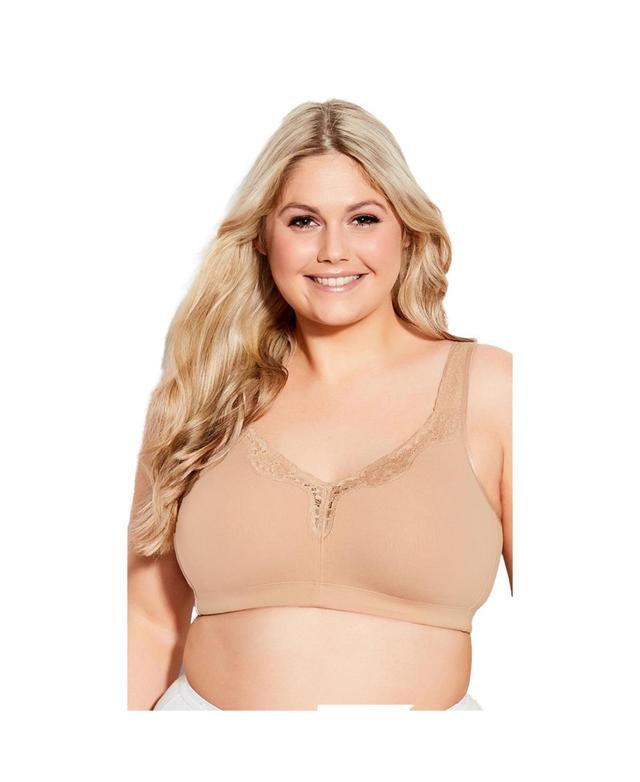 Avenue Womens Comfort Cotton Wire Free Lace Bra Product Image