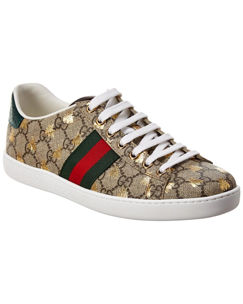 GUCCI Ace Gg Supreme Bee-print Monogrammed Sneakers In Green Product Image