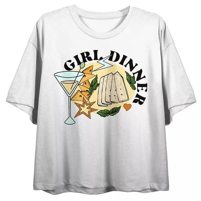 Juniors Girl Dinner Martini, Cheese & Crackers Graphic Tee, Womens Product Image