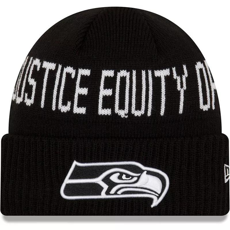 Youth New Era Black Seattle Seahawks Social Justice Cuffed Knit Hat Product Image