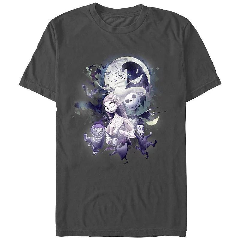 Disneys The Nightmare Before Christmas Glowy Full Moon Mens Graphic Tee Grey Product Image