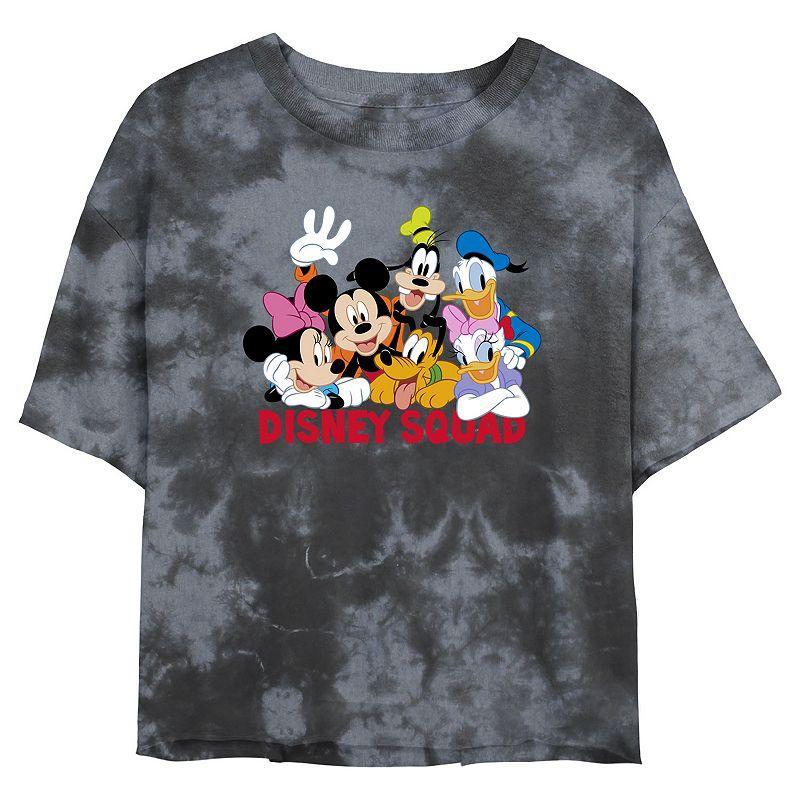 Juniors Disney Mickey Mouse & Friends Disney Squad Wash Crop Tee, Girls Black Grey Product Image