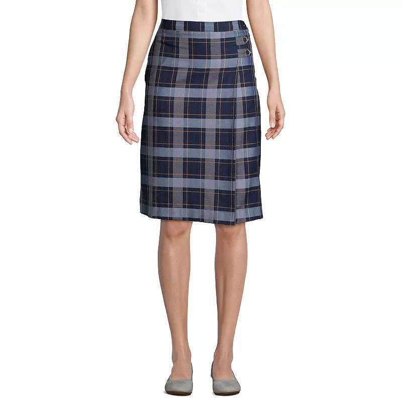 Womens Lands End Plaid Below the Knee A-line Skirt Green Product Image