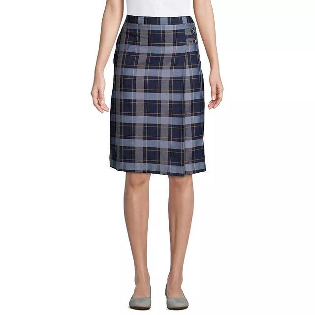 Womens Lands End Plaid Below the Knee A-line Skirt Classic Blue Plaid Product Image