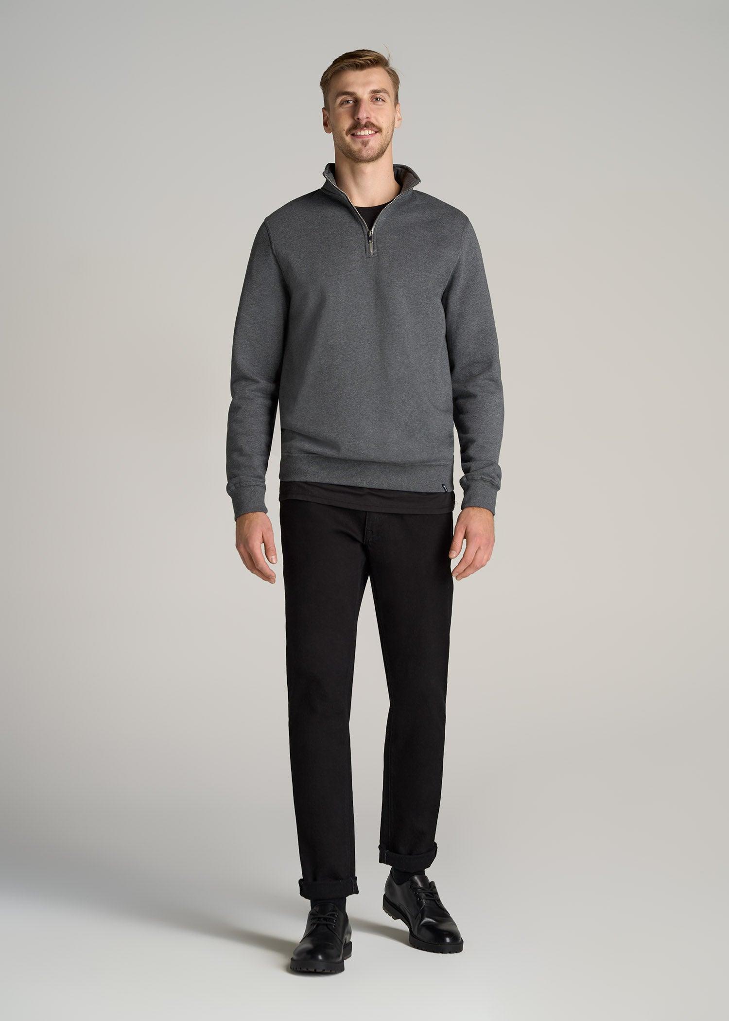 Wearever Fleece Quarter-Zip Tall Men's Sweatshirt in Charcoal Mix Product Image