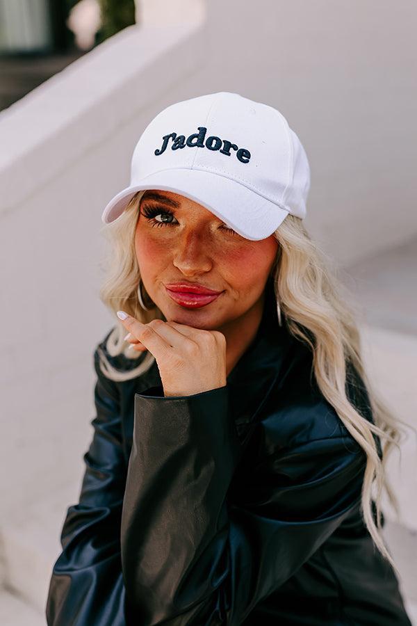 J'adore Embroidered Baseball Cap In White Product Image