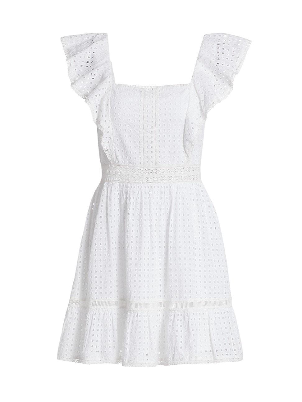 Womens Remada Eyelet Cotton Ruffle Dress Product Image