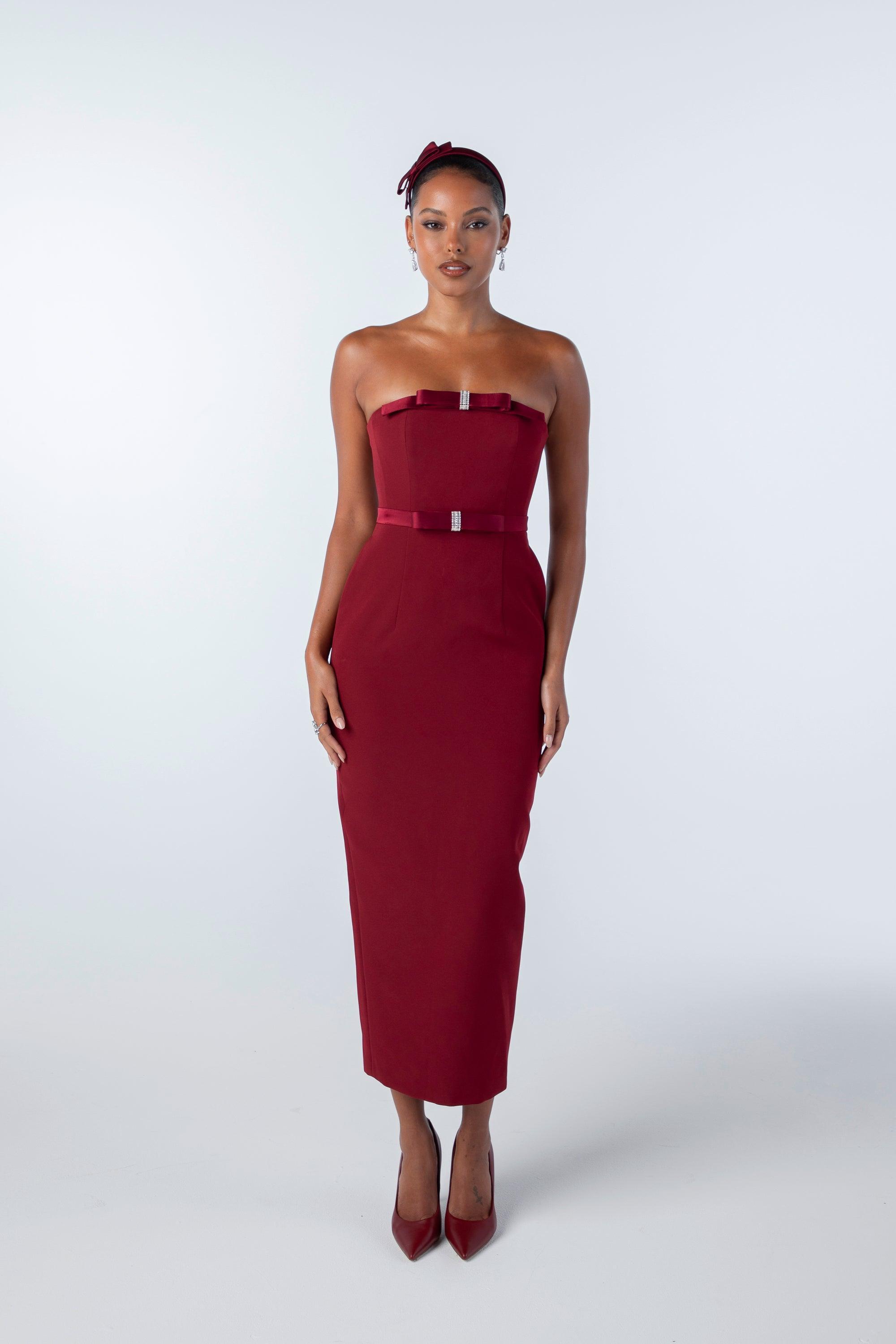 Demi Bow Dress (Red) Product Image