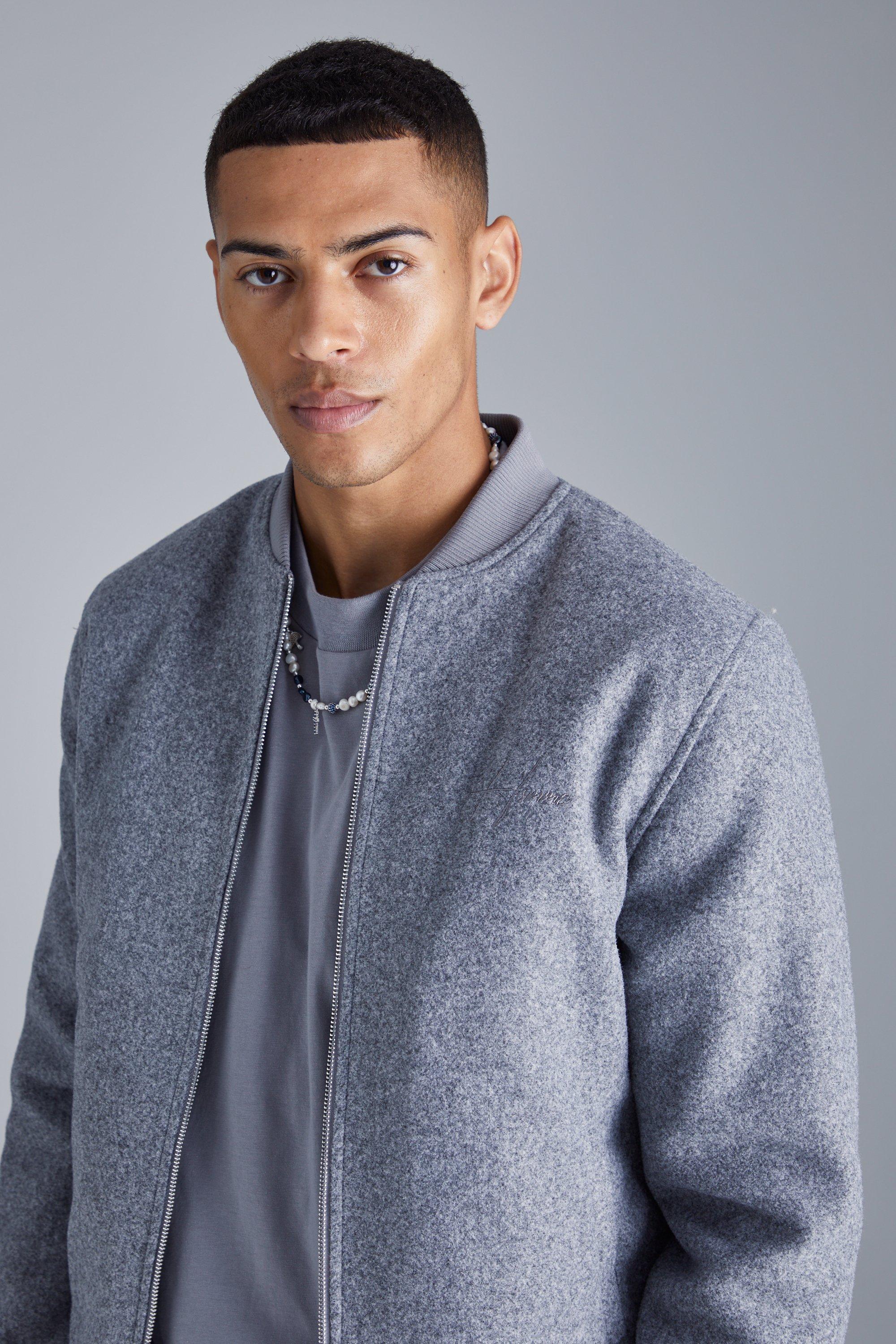 Regular Melton Homme Bomber | boohooMAN USA Product Image