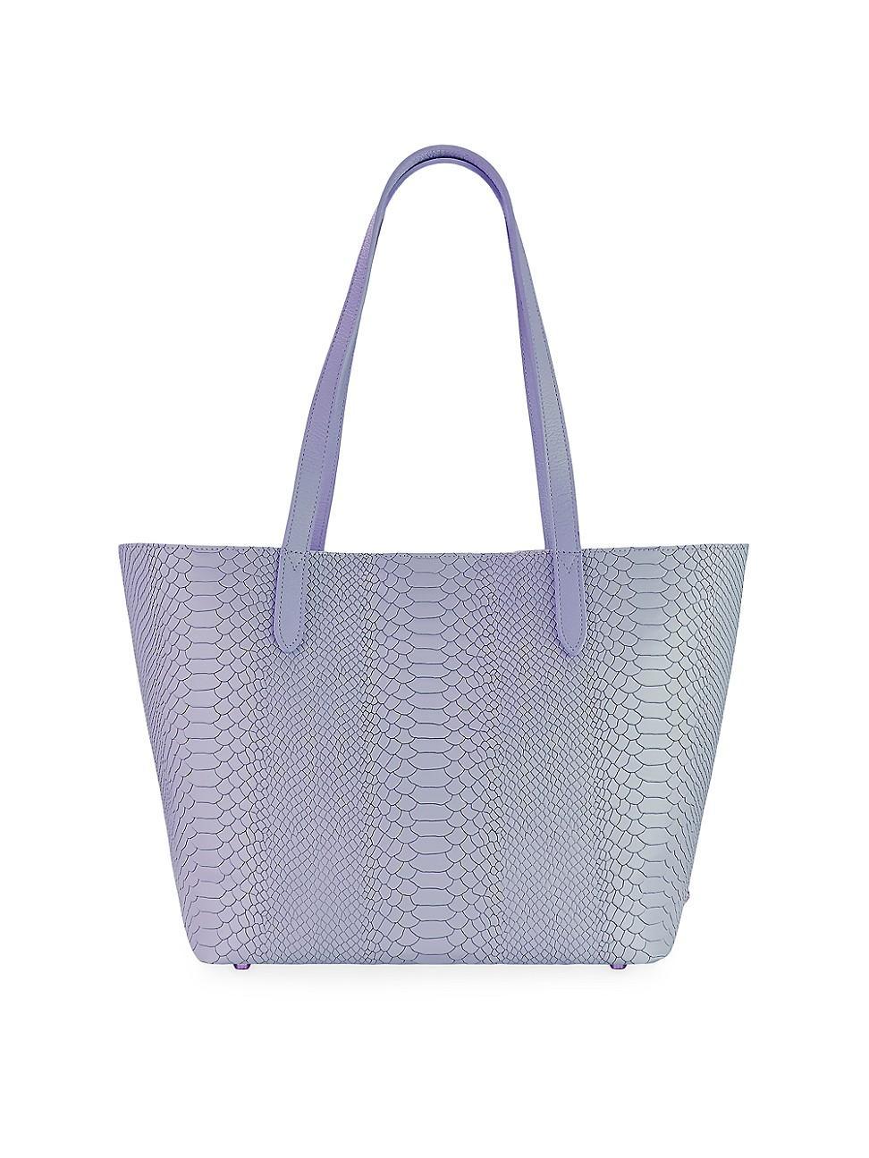 Womens Teddie Python-Embossed Leather Tote - Lilac Product Image