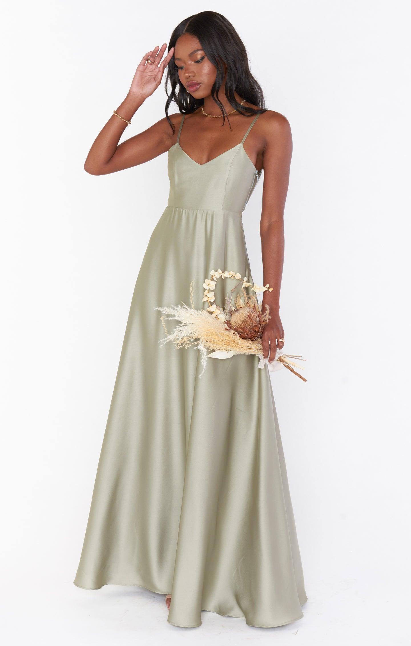 Faith Maxi Dress ~ Moss Green Luxe Satin Product Image