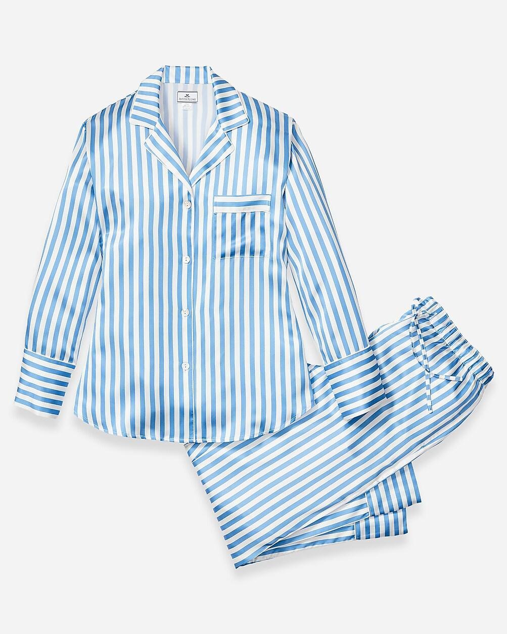 Petite Plume™ women's pajama set in mulberry silk stripe Product Image