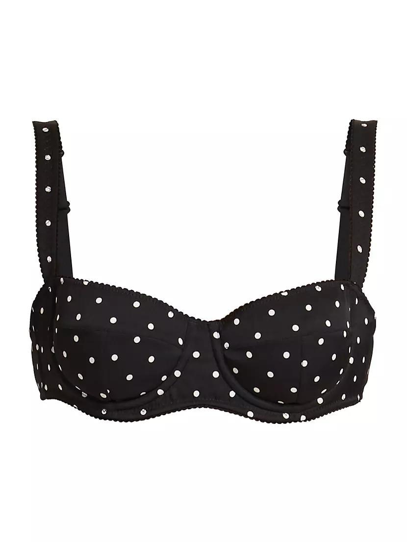 Polka-Dot Silk-Blend Balconette Bra Product Image