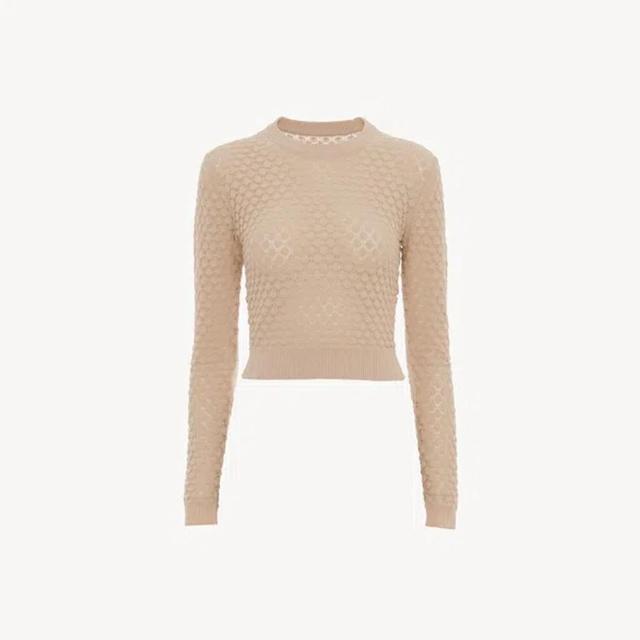 Cropped Jumper In Cotton Pointelle Knit Pink Size L 100% Cotton Product Image