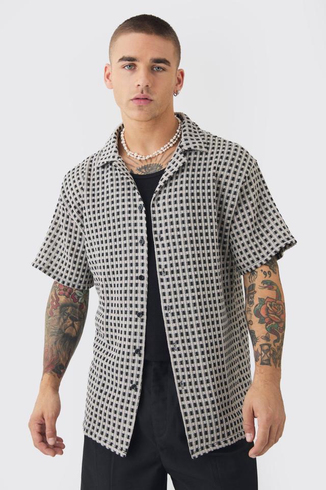 Open Weave Oversized Shirt | boohooMAN USA Product Image