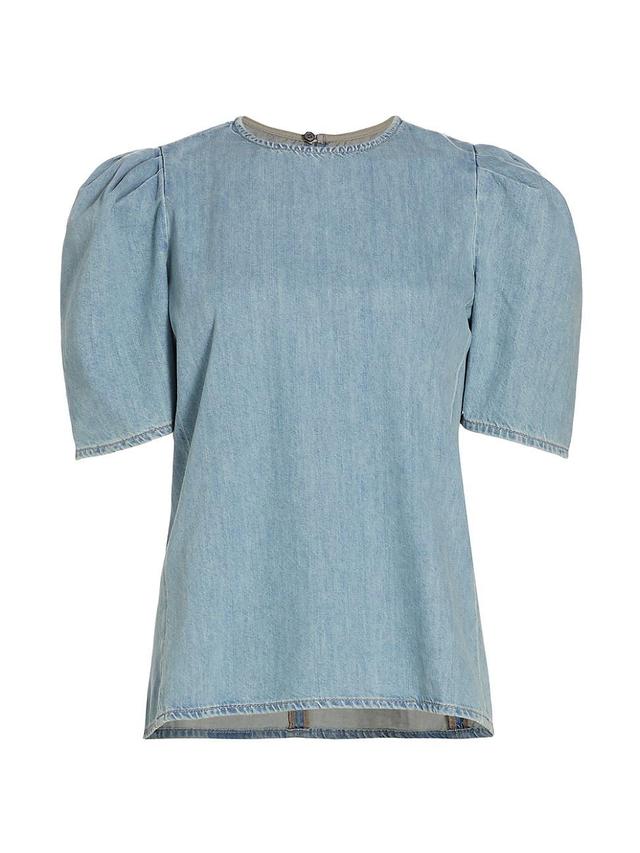 Womens Sonder Denim Puff-Sleeve Blouse Product Image