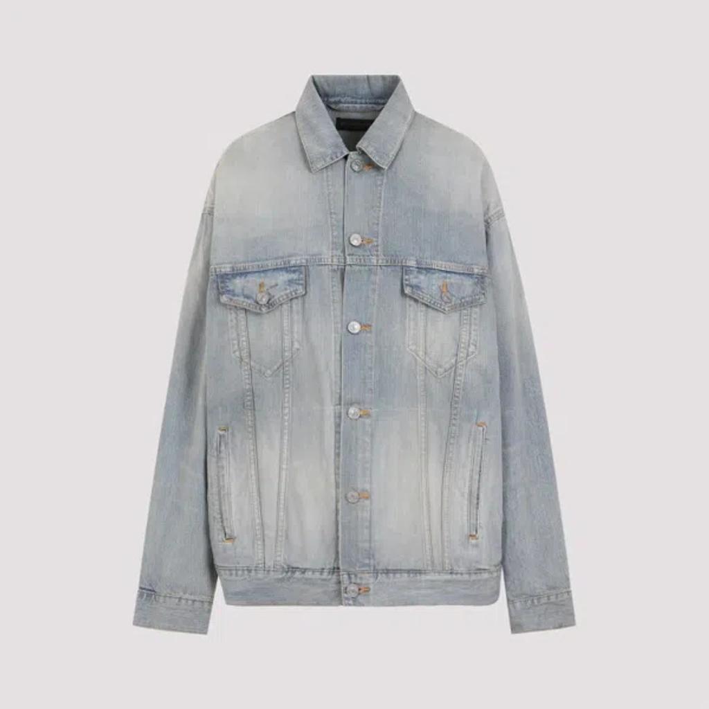 BALENCIAGA Light Blue Cotton Jacket In Blonde Ring Product Image